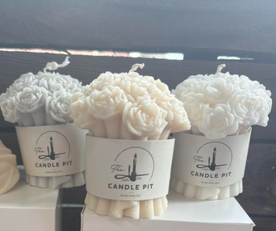 Candle pit bouquet - Available in white, cream and grey